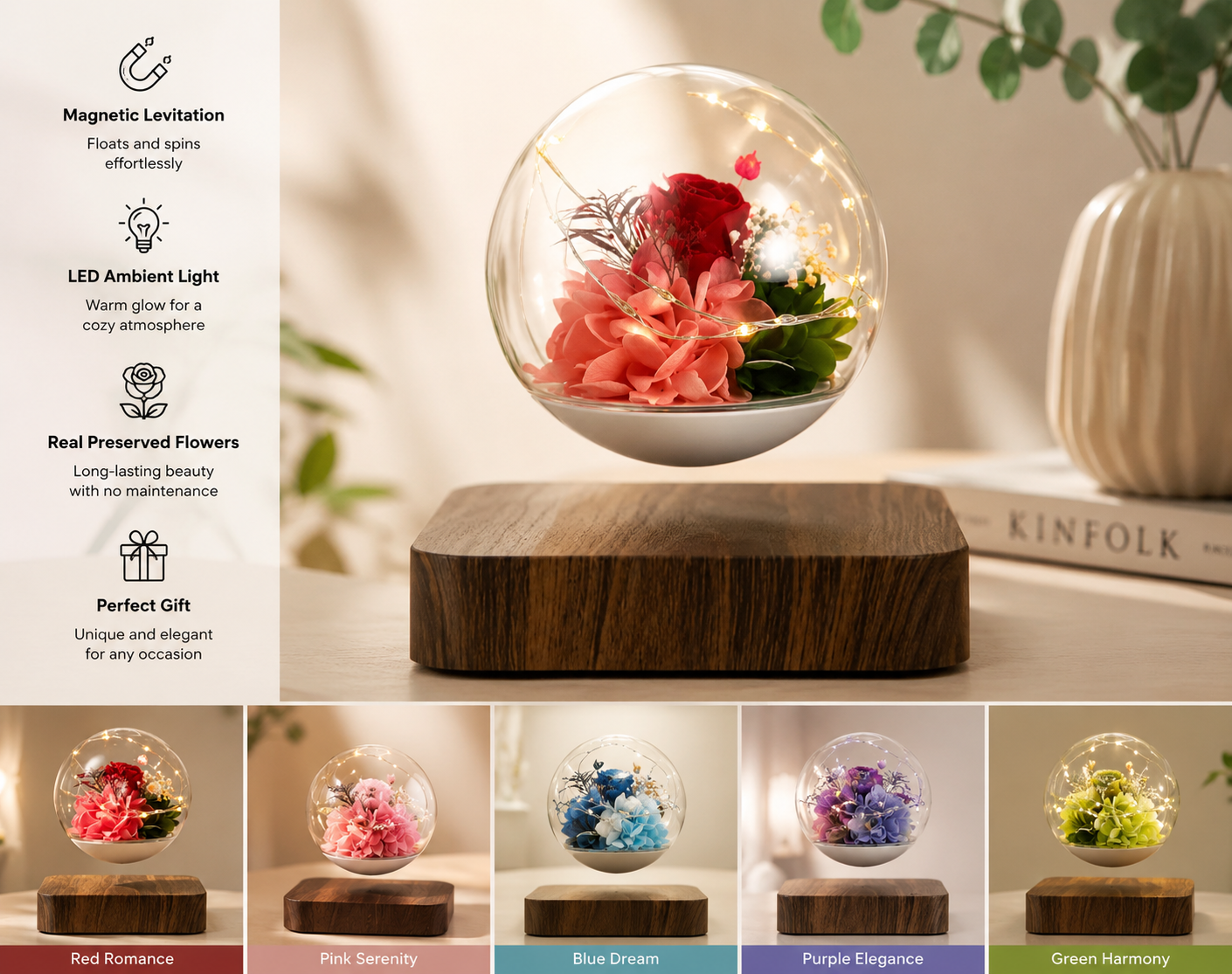 Floating Rose Lamp Gift Decor